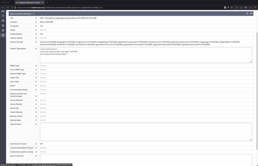 Screenshot of the image expiry context on the OLS web console.